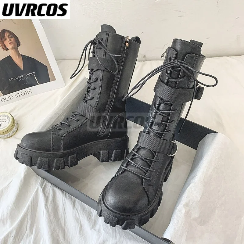

2022 New Lace-Up Platform Shoes Leather Boots Women British Short Boots Ladies Ankle Boots Fashion Boots women boots