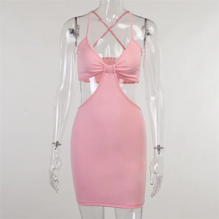 

2021 Summer New Women's Sexy Single Self-Cultivation Hollow Suspender Dress