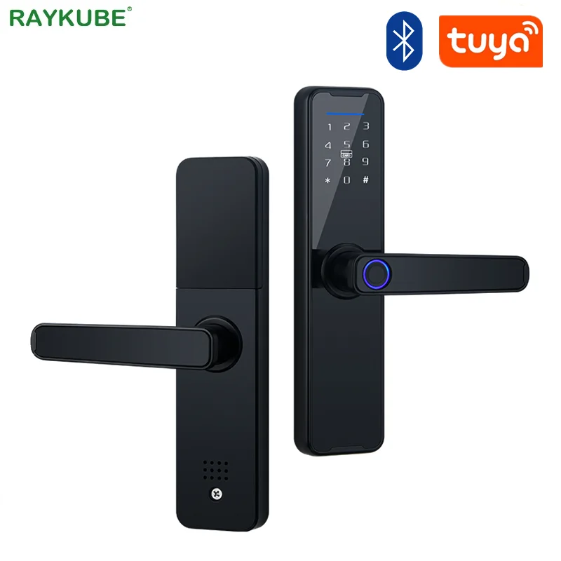 RAYKUBE Biometric Fingerprint Door Lock K7 Black Smart Tuya App Remote Unlocking Keyless Electronic | Безопасность и защита