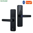 RAYKUBE биометрический дверной замок с отпечатком пальца K7 Черный Умный Замок Tuya приложение удаленное разблокирование Блокировка без ключа электронный дверной замок