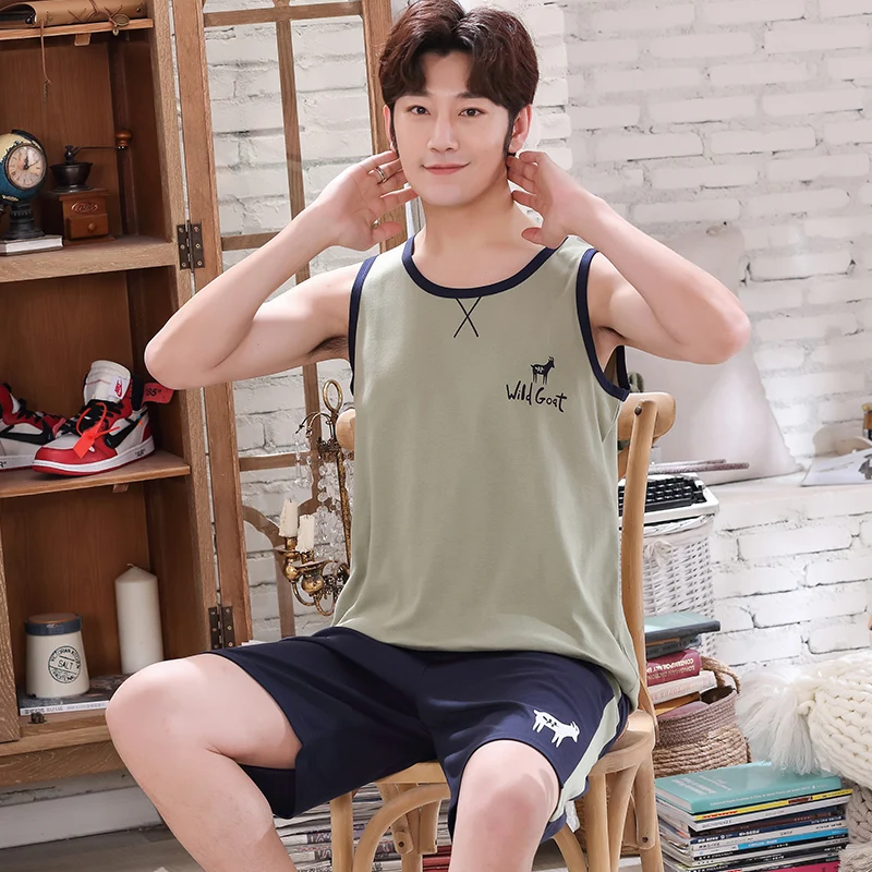 Новинка 2022 летняя мужская пижама жилет мужской пижамный комплект Мужская из