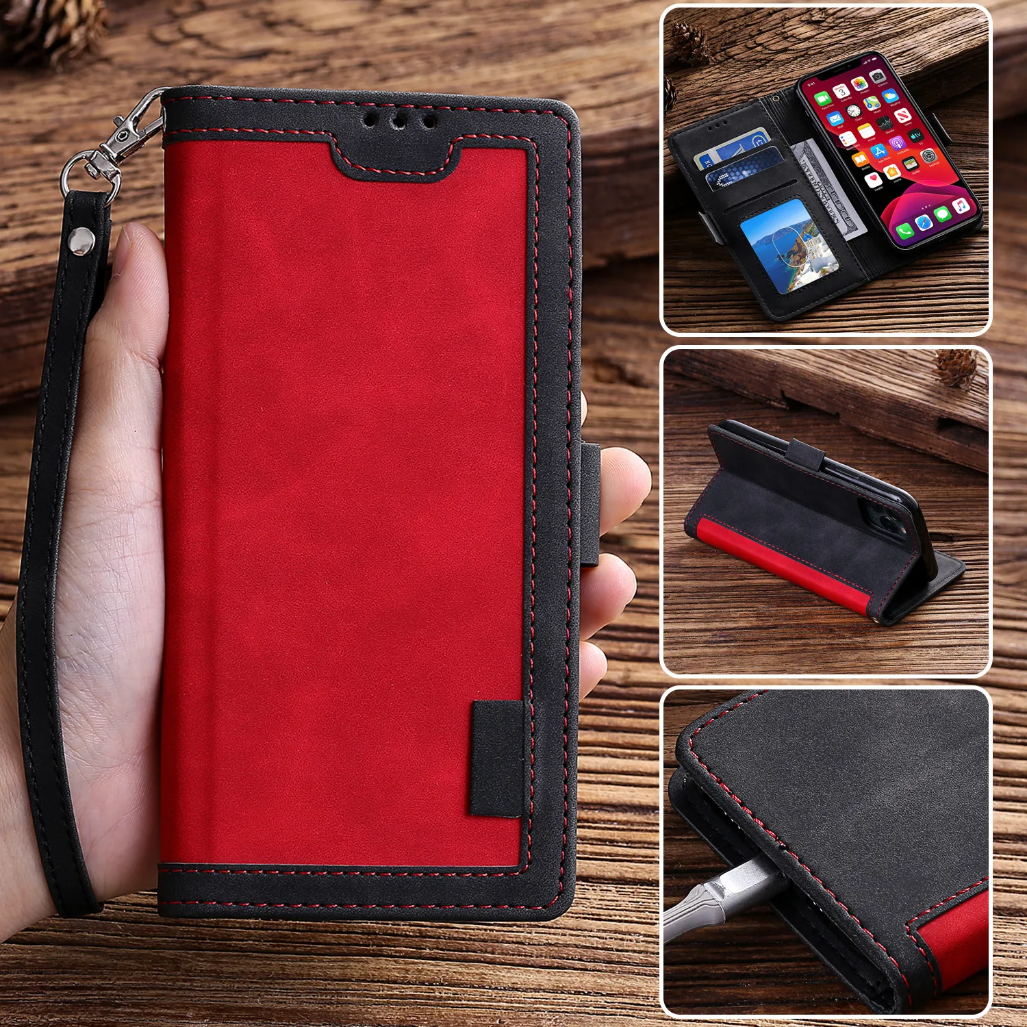 

Holder Card Slots Wallet Stand Cover Luxury Leather Flip Phone Case For Samsung Galaxy S9 Plus S10E S20 S21 FE Note 10 20 Ultra
