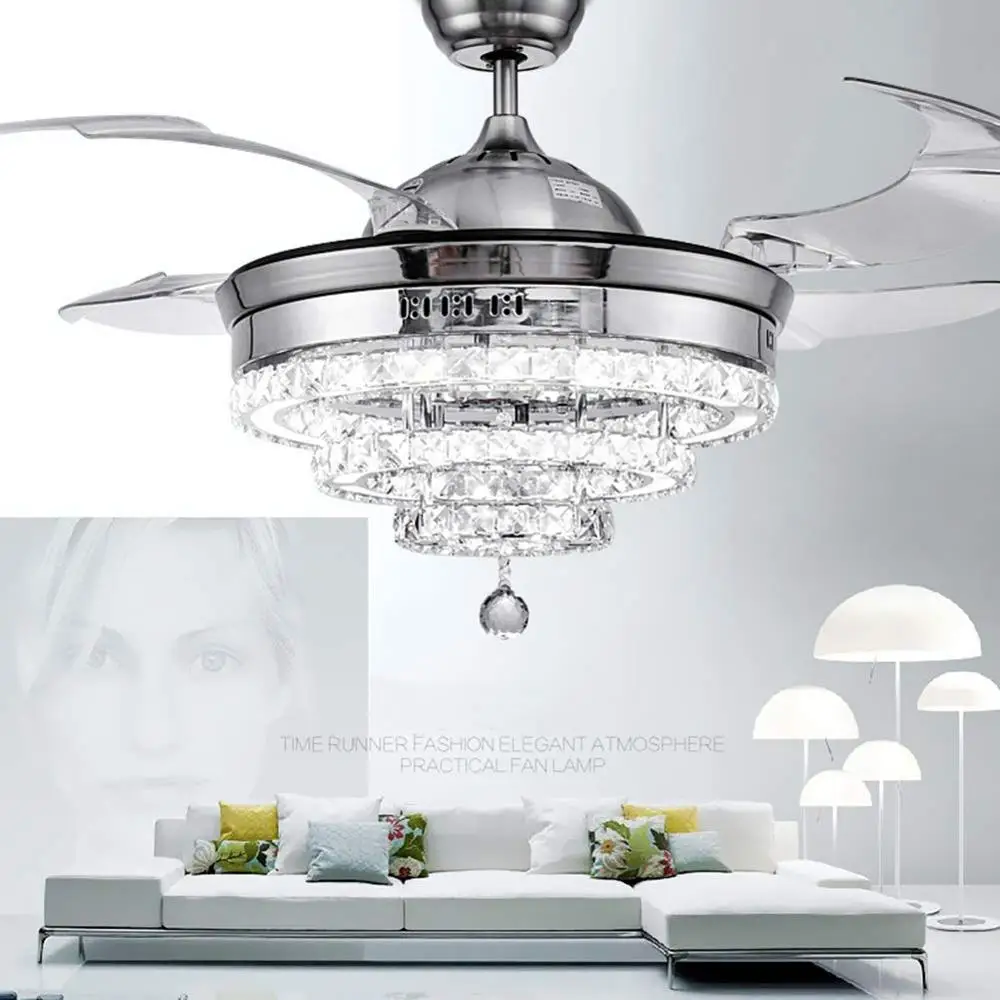 Хрустальный потолочный вентилятор 42 дюйма люстра с дистанционным управлением