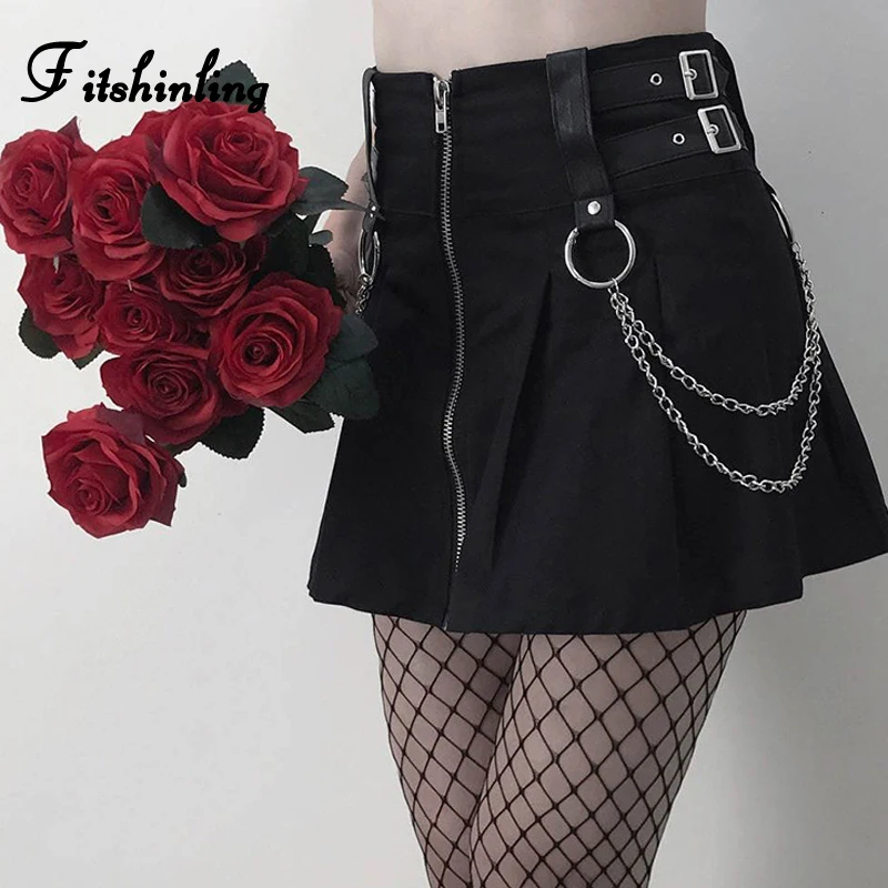 Юбка женская на молнии с завышенной талией в готическом стиле|Женские юбки| |