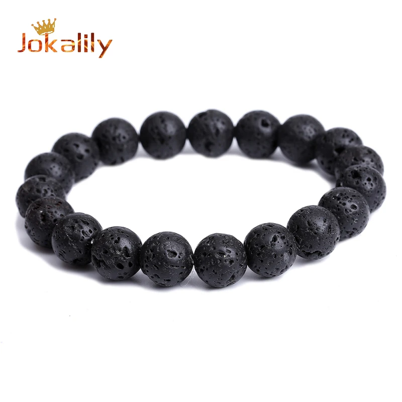 Натуральные черные вулканические браслеты из вулканической лавы камня для йоги