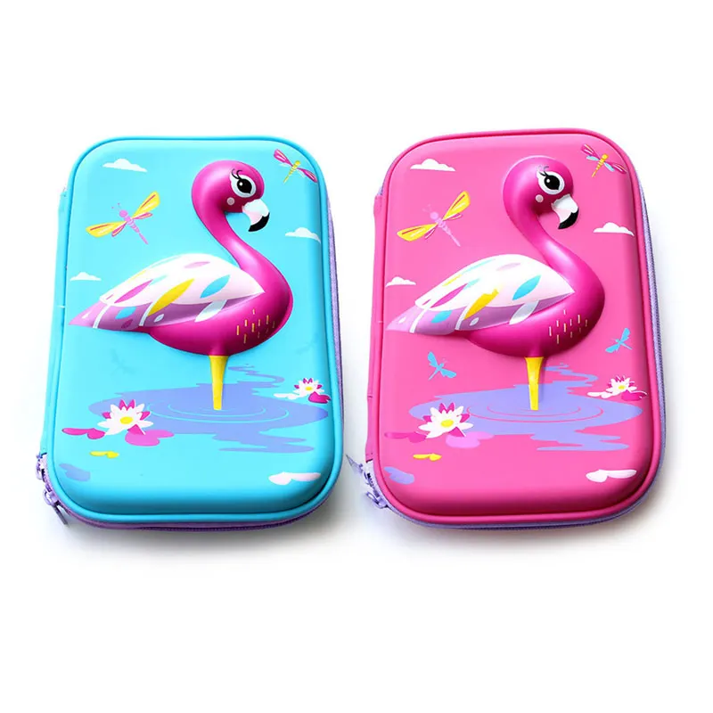 

3D Flamingo Cartoon Pencil Case EVA Waterproof Large Capacity Student Pen Stationery Box Make Up Cosmetic Storage Bag Organizer