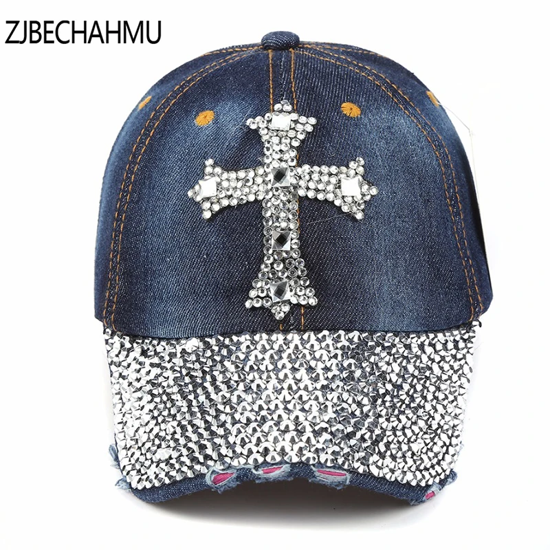 Модные новые однотонные джинсовые винтажные регулируемые бейсболки для женщин и