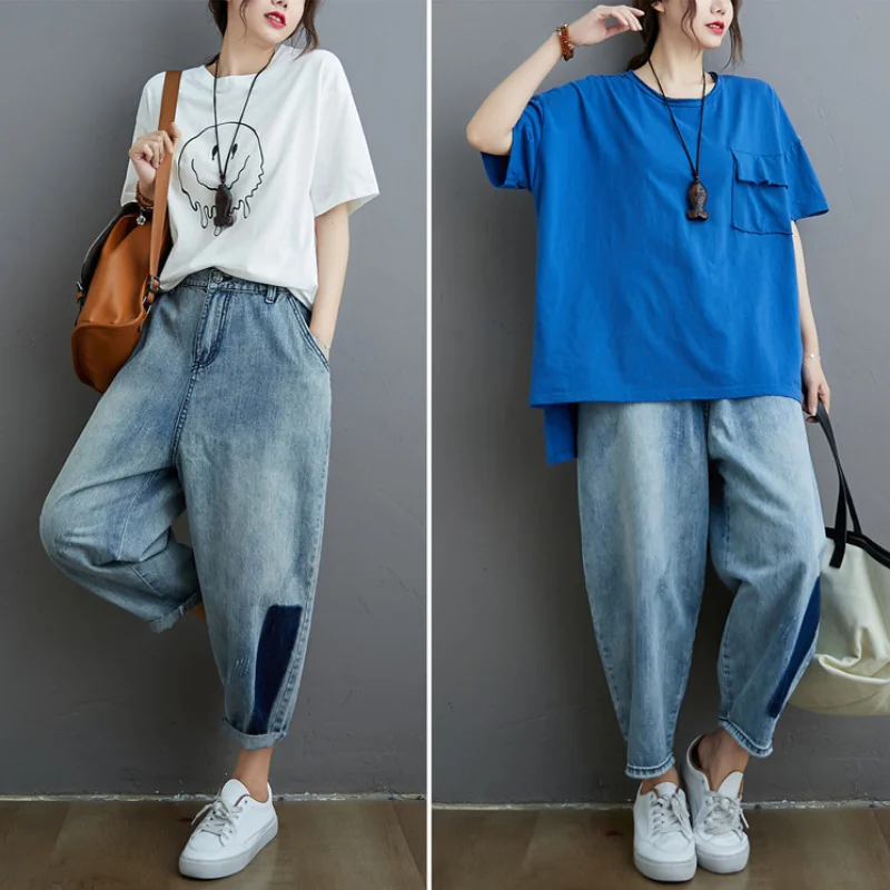 

2021 New Plus Size Women's Fashion with Denim Casual Nine-point Pants Jeans for Women Jeans Woman Women Jeans Woman Jeans