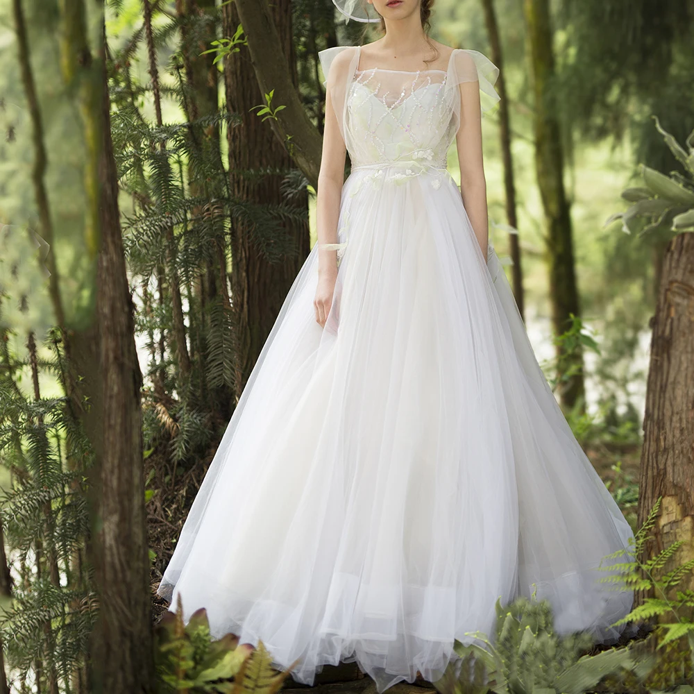 

Женское свадебное платье It's yiiya, белое платье с вырезом лодочкой, цветочными блестками и короткими рукавами с оборками на лето 2021