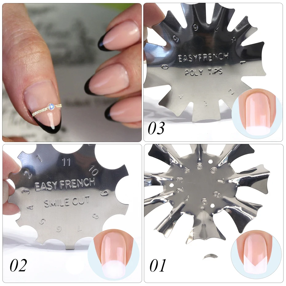 1 шт. простой Французский маникюр штамп многоразмерный трафарет для ногтей