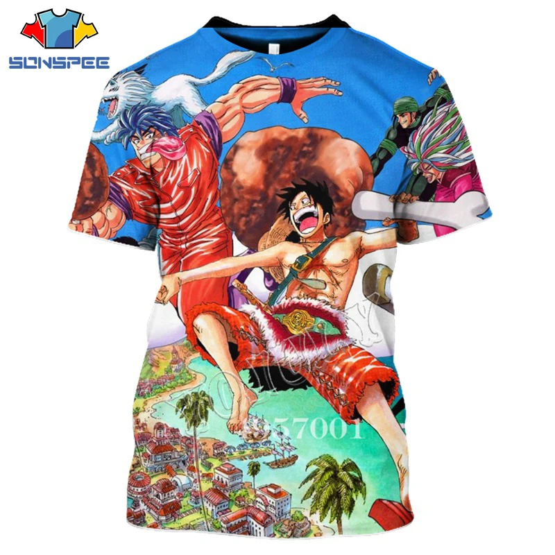 

SONSSPEE 2021 Summer Unisex Casual Tee Top Pullover Anime One Piece 3D Print Harajuku T-shirt Men Novelty Streetwear Fashion