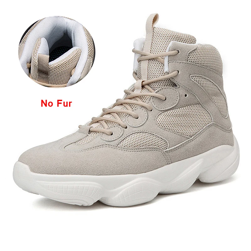 Beige No RHINE/модель года; зимние мужские теплые ботинки; модная удобная обувь; Chaussure; Повседневная обувь для мужчин; мужские кроссовки; размеры 39-44 - Цвет: Beige No