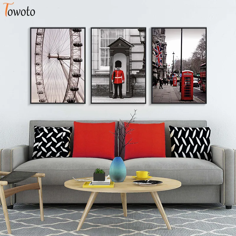 Nordic плакат городской пейзаж живопись на холсте колесо обозрения солдат печати