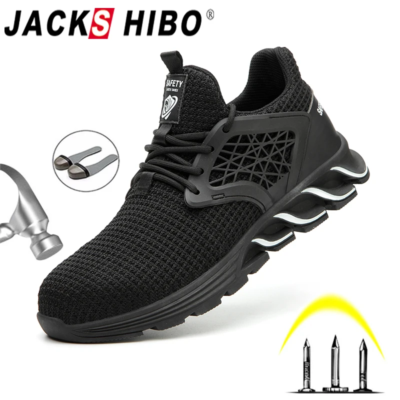 JACKSHIBO/ дизайн, защитная Рабочая обувь для мужчин, противоскользящие Сапоги со стальным носком, строительная обувь, защитные ботинки, рабочие кроссовки