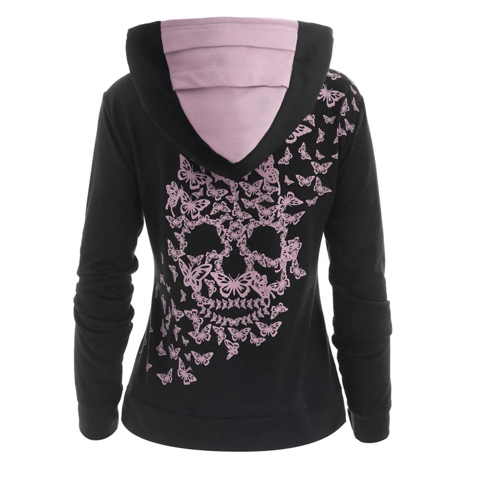 Womens Fashion Butterfl Skull Print Hoodie Sweatshirt Tops Sweatshirt Streetwear Women Oversized Hoodies Sudaderas Con Capucha