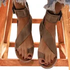 2021 летние римские Стиль женские сандалии; Женская обувь; Летние туфли на плоской подошве туфли с открытым носом, сандалии для женщин, повседневная размера плюс De Mujer; Большие размеры