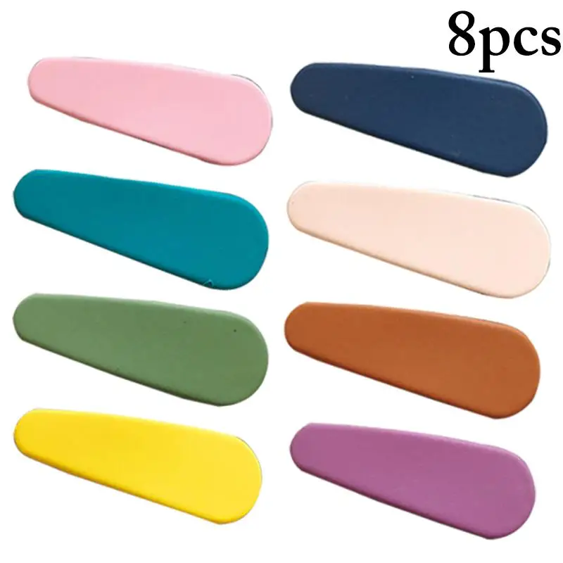 

8Pcs/Set Solid Color Hair Clips Simple Plastic Matte Hair Barrettes Snap Hair Pins For Women Girls Hair Accessories