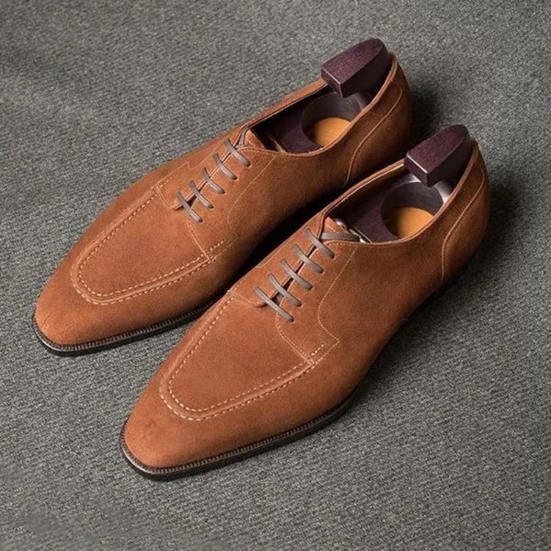 

Men New Spring and Autumn Fashion Low Heel Pointed Lace Up Classic Leisure Comfortable Business Brown Derby Shoes AQ326