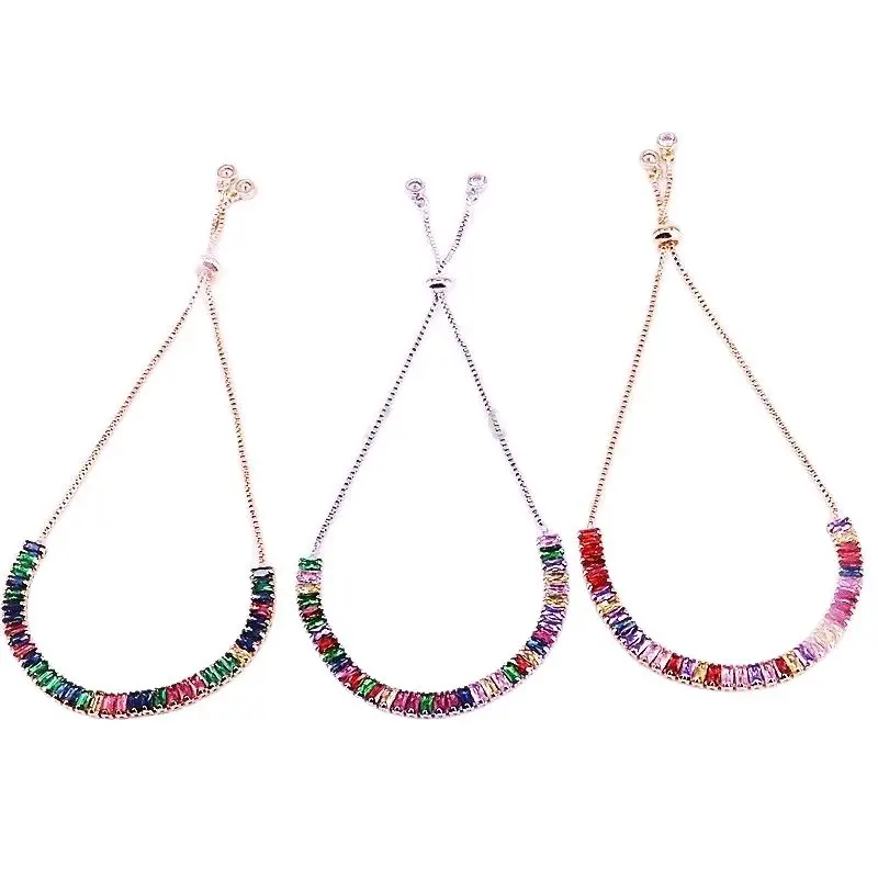 

8Pcs Popular Mix Color Micro Pave Colorful CZ Tennis Chain Bracelet For Girls or Women Gifts