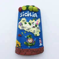 qiqipp italian sicilian creative tourism souvenirs three dimensional resin painted refrigerator tile tile with a hand salute