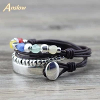 anslow autumn winter new design wrap colorful leather bracelet for elegant women female braceletbangle jewelry gift low0761lb