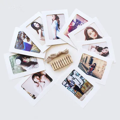 

10 шт. комбинированная бумажная рамка с зажимами DIY крафт-бумага фоторамка подвесная настенная фотоальбом 2 м веревка украшение дома ремесло