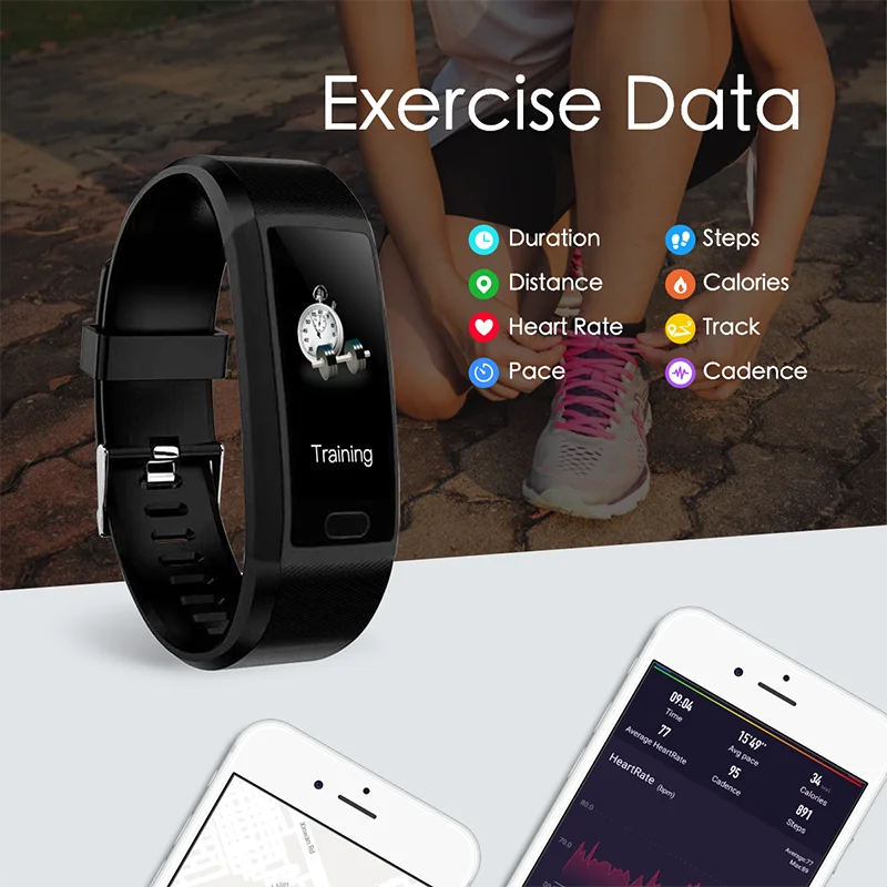 Смарт-часы Bluetooth IP67 Водонепроницаемый трекер сердечного ритма фитнес-браслет
