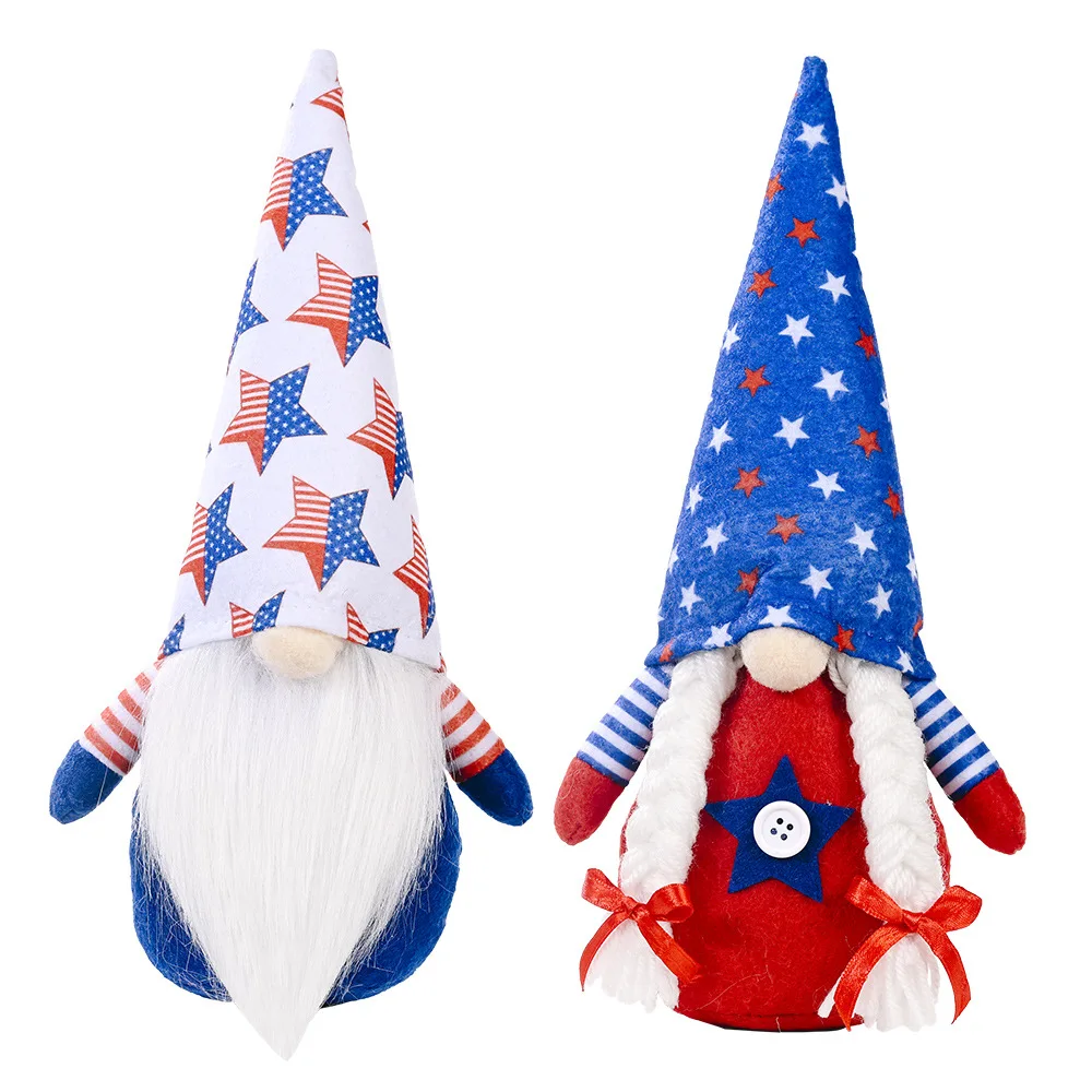 

Stars and Stripes Dwarf Full Beard Doll Home Decoration for Independence Day