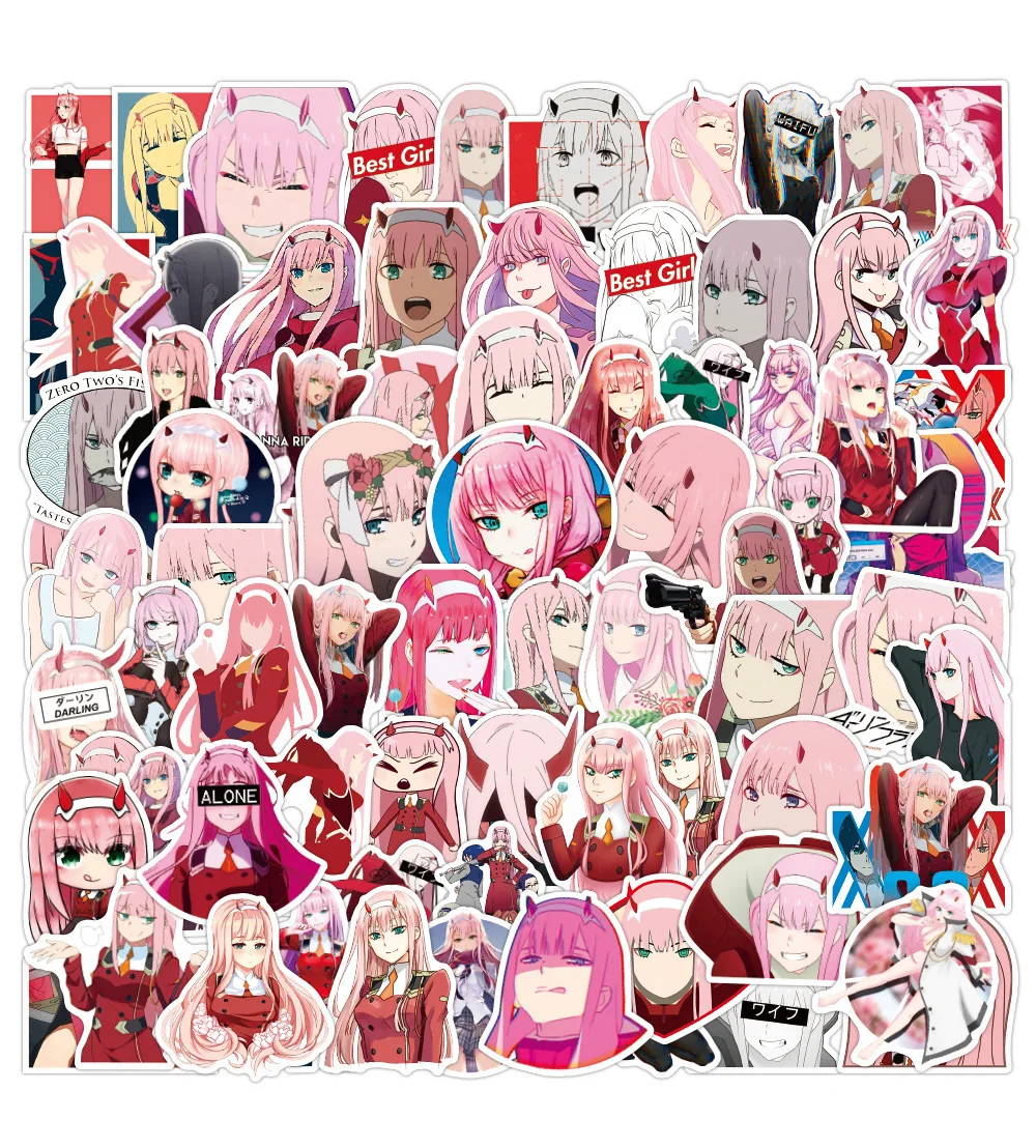 

50pcs/set Japan Anime DARLING in the FRANXX Hiro ZERO TWO ICHIGO Waterproof Notebook Car Phone Sticker Anime Character Decals