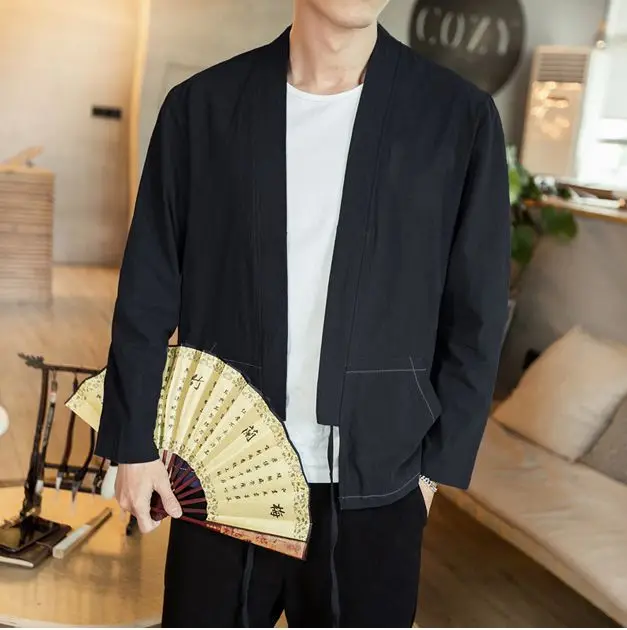 

2019 Patchwork Vintage Kimono Men Mens Streetwear Vintage Jackets Coats Male Belt Windbreaker Jackets Novelty Clothing