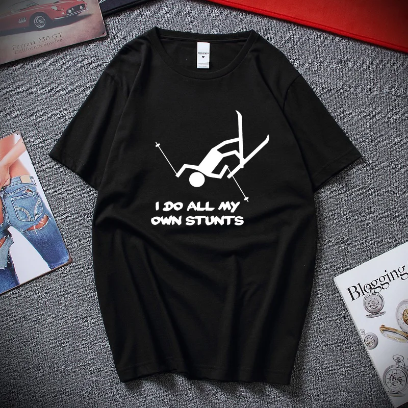 Новая летняя модная футболка I Do All My Own Stunts Ski Мужская подарок на день рождения