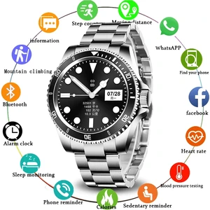 lige bluetooth call smart watch men supports tft card music player for android ios new luxury steel belt sports smartwatch women free global shipping