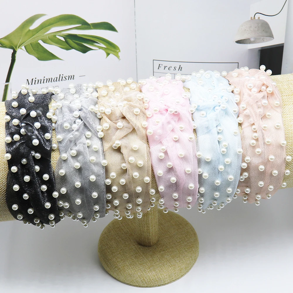 

2020 new Pearl Pure Color Hair Band Fashion Women's Hairhoop Hair Accessories Summer Hairwear Classical HeadHoop