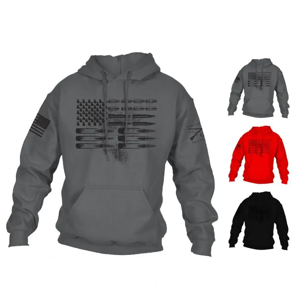 

Autumn Winter Men Casual Long Sleeve Printed Hooded Sweatshirt Pocket Hoodie