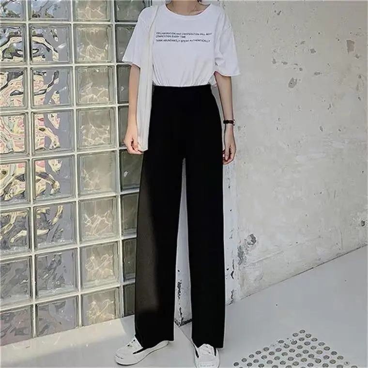 

Students' wide leg pants women's high waist floor pants show thin, loose and versatile straight casual pants spring, summer and
