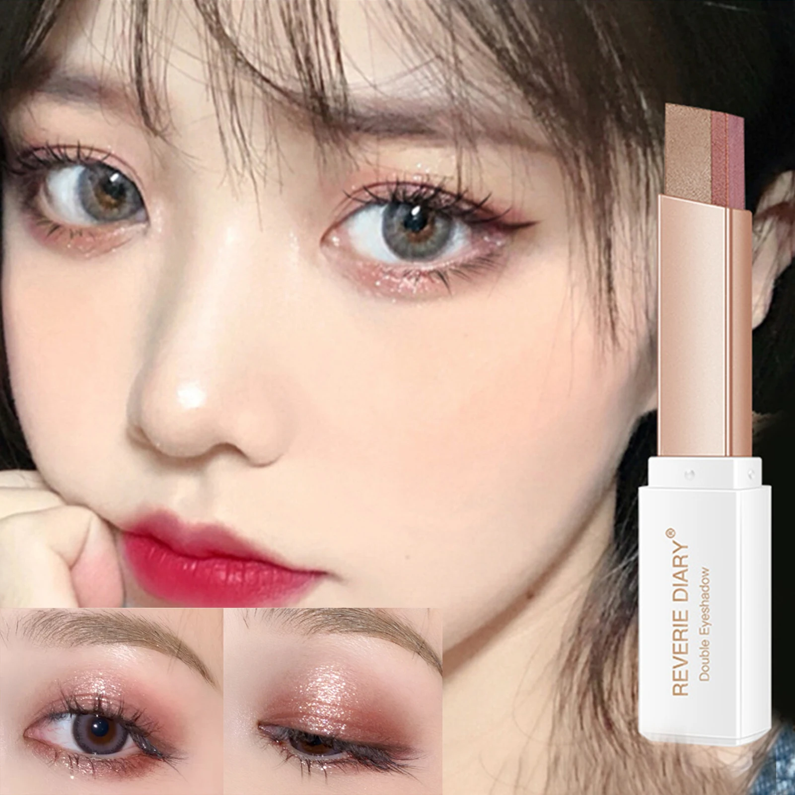 

Professional 2 In 1 Double Color Gradient Velvet Shadow Stick Eye Makeup Waterproof Lasting Shimmer Metallic Eyeshadow Makeup