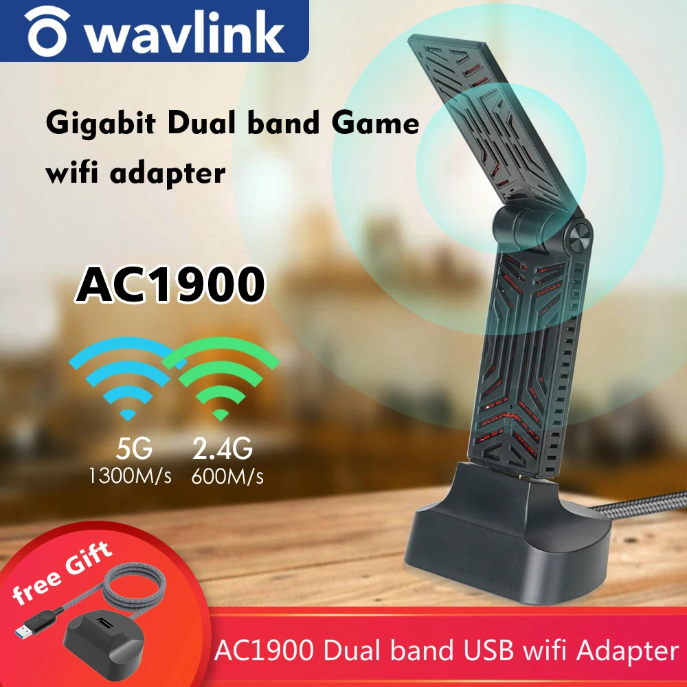 Двухдиапазонный адаптер Wavlink AC1900 USB 3 0 5 ГГц 1900 Мбит/с Wi-Fi антенна приемник 2 4G 802.11AC