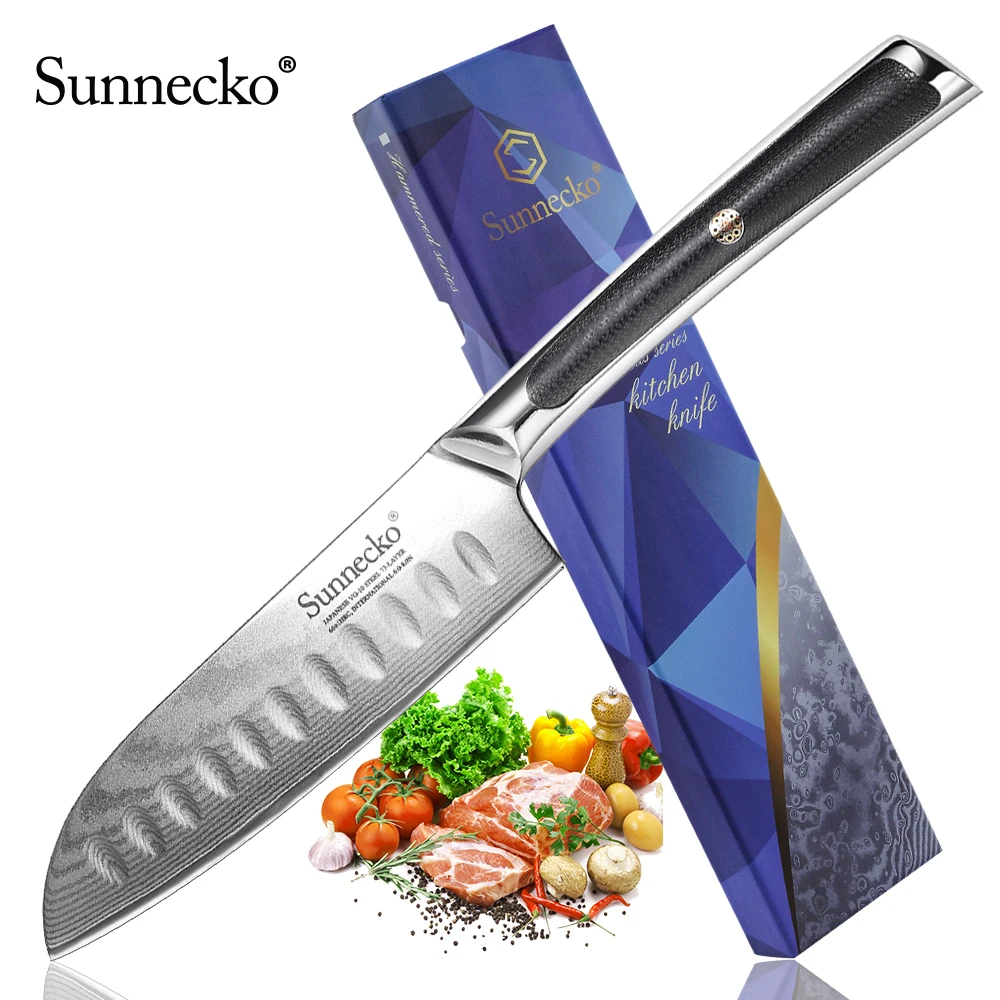 Нож сантоку из дамасской стали Sunnecko 5 дюймов шеф-повара японская бритва VG10 с