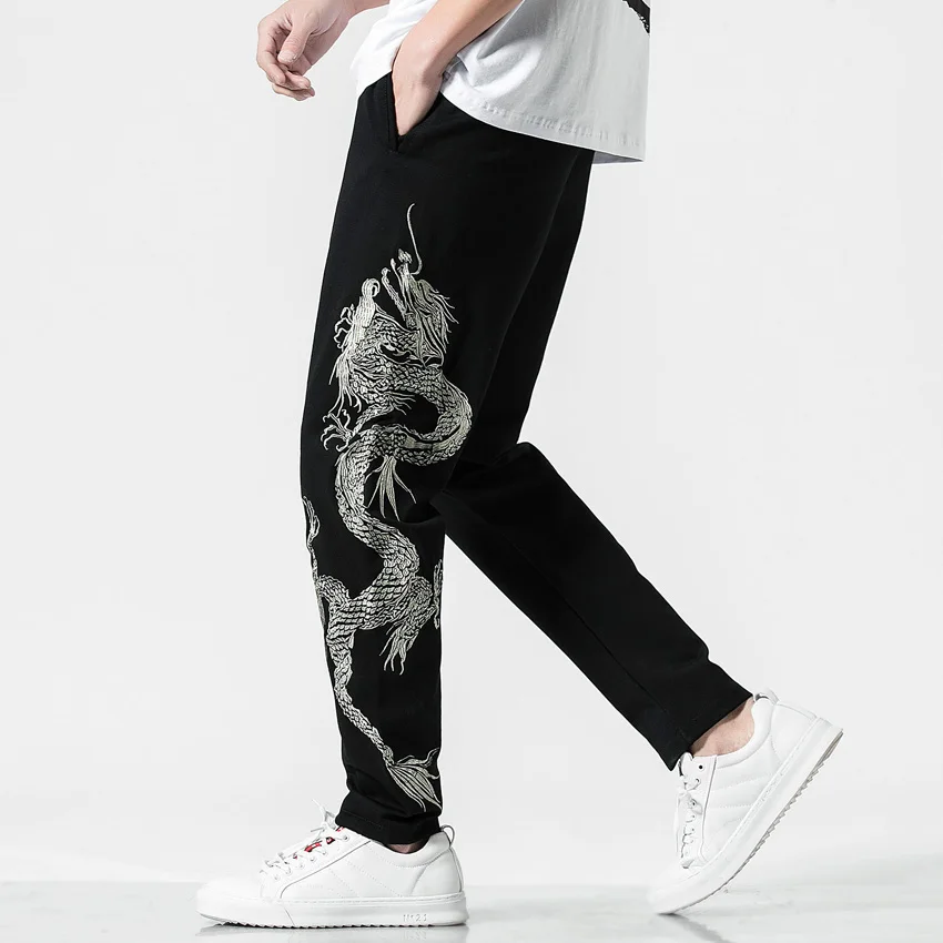 Кимоно в японском стиле модные брюки с вышивкой юката принтом дракона