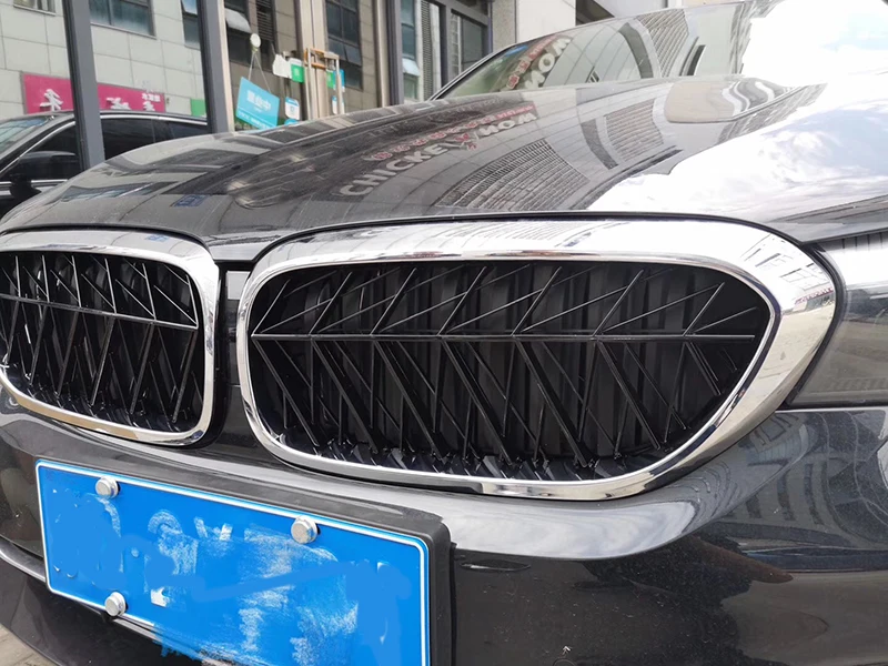 Решетка переднего бампера для BMW 5 серии G30 G31 G38 530i 540i 2017 2018 ABS серебристо черная