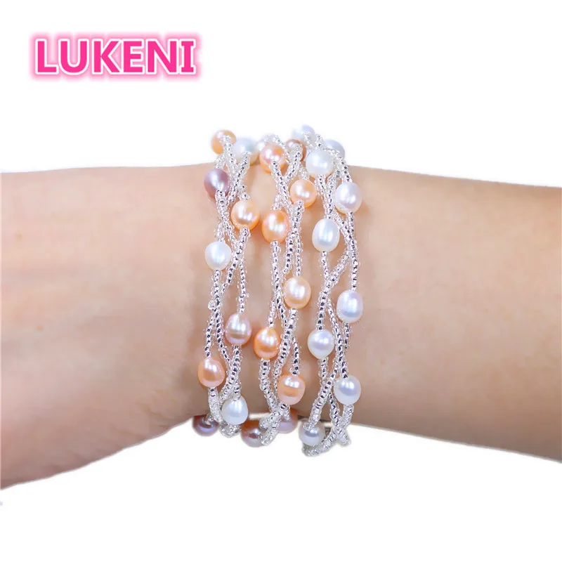 Высококачественный фирменный браслет из 100% натурального жемчуга модные