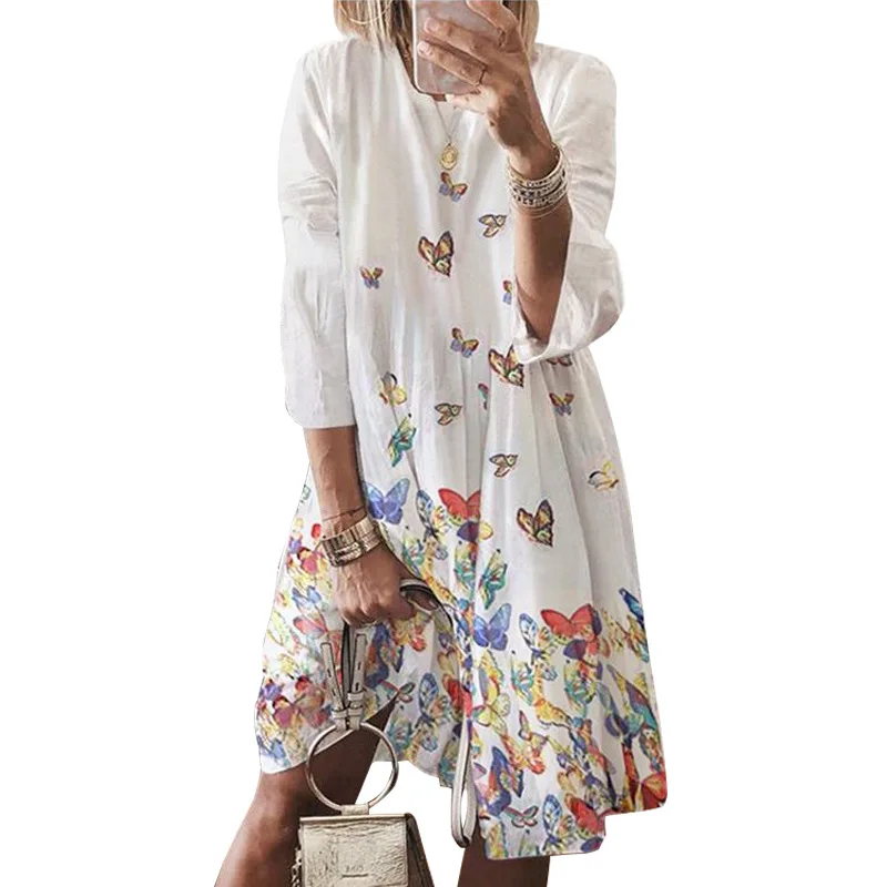 Женское платье рубашка средней длины с рукавом 2020|Женские платья| |