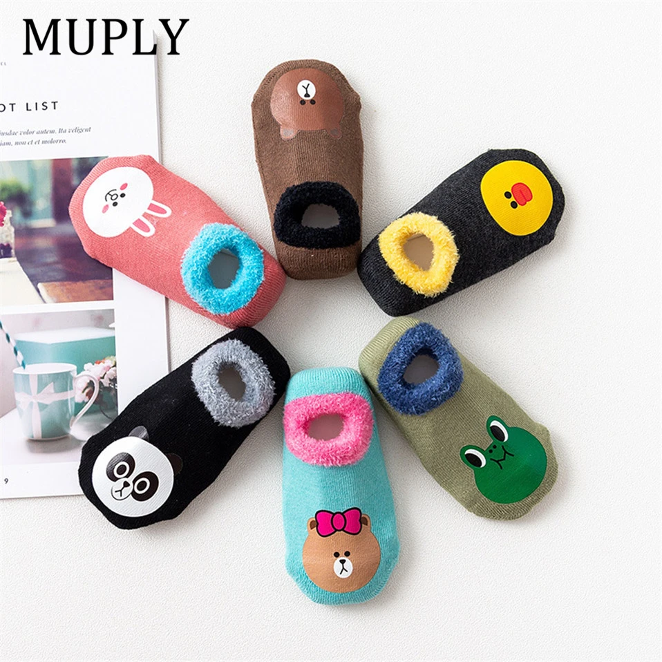 Хлопковые носки для маленьких мальчиков и девочек Резиновые Нескользящие