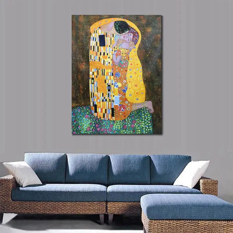 Декоративное искусство поцелуй Густава Климта Масляные картины на холсте Ручная
