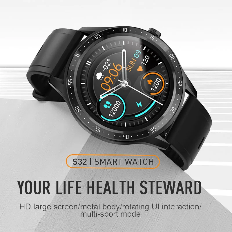 

S32 Smart Watch Men Women 1.28inch Screen IP67Waterproof HeartRate Rotate Button Fitness Watches For Android ios PK S20