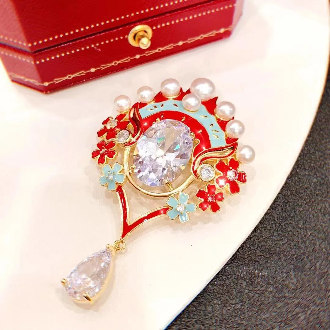 SHANICE Старинные Золотые открытые микрозакрепки CZ красный цвет большой камень