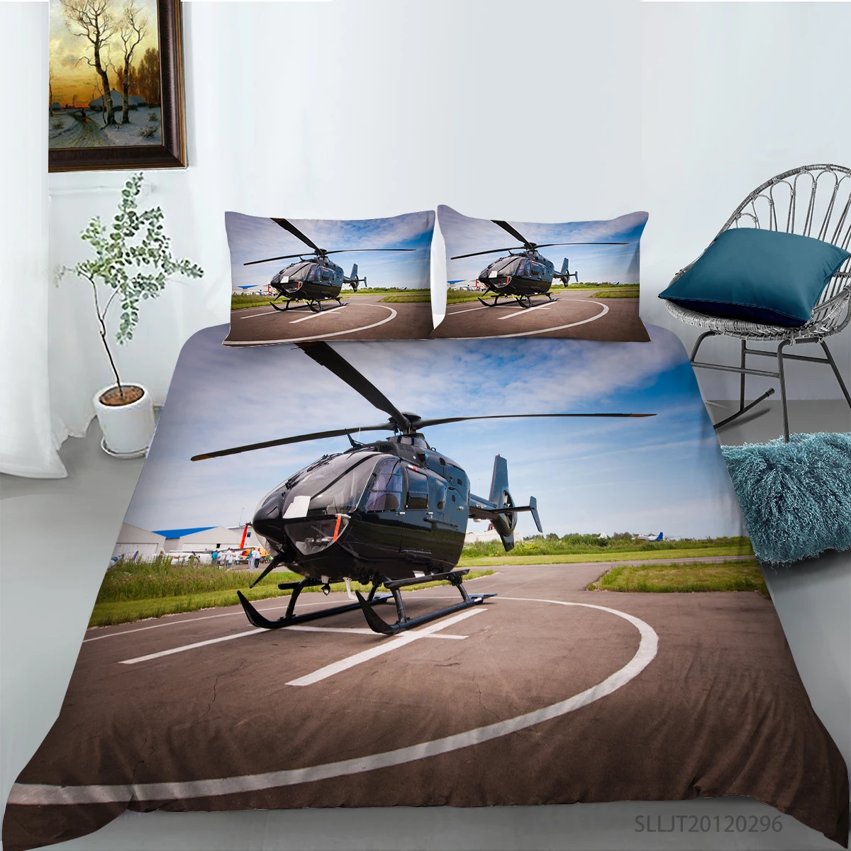 

New 3D Printing Helicopter Bedding set Quilt cover with pillowcases Bedclothes Home Textiles 2/3PCS for Bedroom