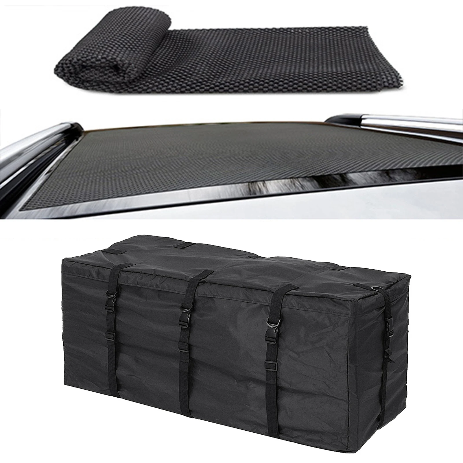 

120x51x51cm Waterproof Car Cargo Roof Bag Waterproof Rooftop Luggage Carrier Black Storage Travel Waterproof SUV Van Security