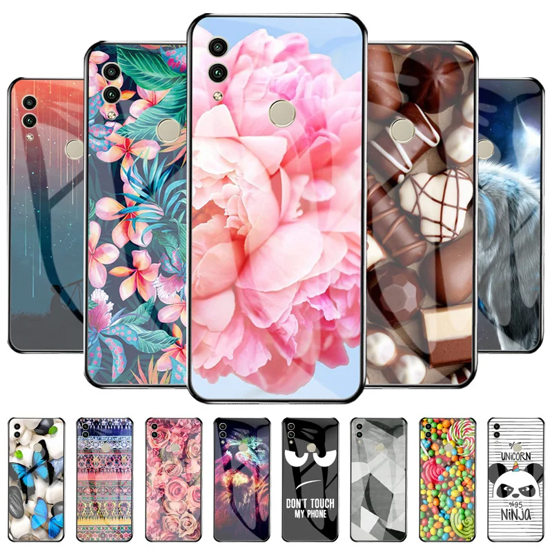 

Fashion Case For Huawei Honor 8C Cases 6.26" Tempered Glass Phone Cover For Huawei Honor 8C 8 C BKK-L21 Painted Funda Honor8C