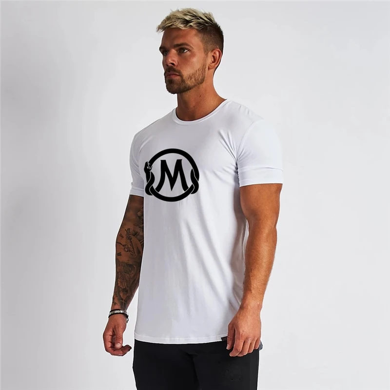 

Casual Cotton Print T-shirt Men Gyms Fitness Short Sleeve T-shirt Male Bodybuilding Workout Tees Tops Summer New Clothes Apparel